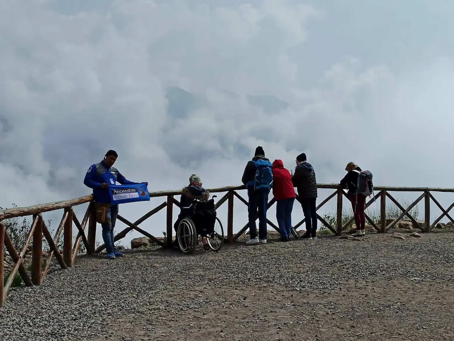 wheelchair traveler group Colca Canyon Peru accessible tour volcanic overlook